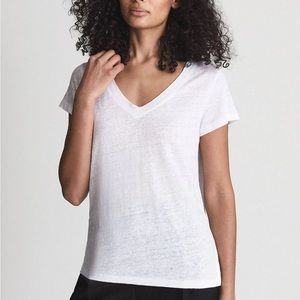 Reiss White V-Neck Short Sleeve Tee